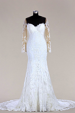 Lang Ärmel Spitze Meerjungfrau Linie Brautkleid Lang Ärmel Spitze Meerjungfrau Linie Brautkleid