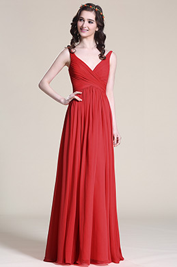 Robe Demnoiselle d'Honneur V Col Rouge