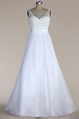Sleeveless A-line Tulle Wedding Dress