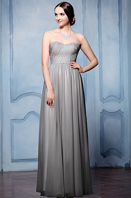 Grey Sweetheart Neckline Evening Dress