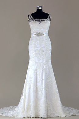 Ärmellos Perlen Spitze Brautkleid Ärmellos Perlen Spitze Brautkleid