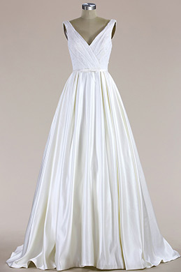 Robe de Mariée Sans Manche V Col Robe de Mariée Sans Manche V Col