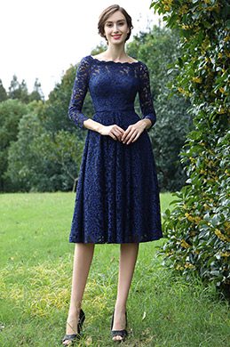 Robe Mère de Mariée Dentelle Manche 3/4 Sapphire