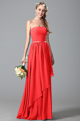 Robe Demoiselle de'Honneur Sans Bretelle Rouge Robe Demoiselle de'Honneur Sans Bretelle Rouge