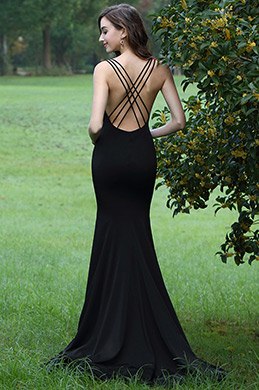 Black Lace Applique Prom Mermaid Dress