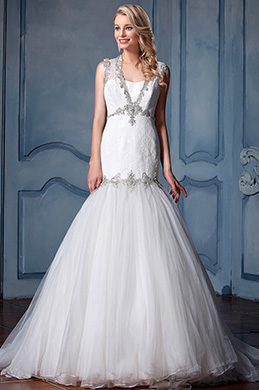 Sleeveless Beaded Mermaid Wedding Dress