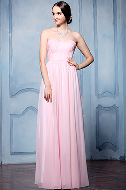 Pink Sweety Heart Neckline Evening Dress