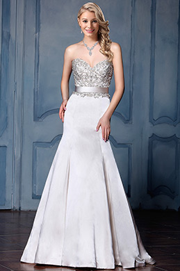 Trägerlos Perlen Meerjungfrau Linie Brautkleid Trägerlos Perlen Meerjungfrau Linie Brautkleid