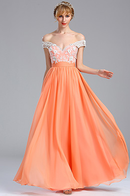 Robe de Soirée Hors Épaule Dentelle Chic Orange Robe de Soirée Hors Épaule Dentelle Chic Orange
