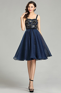 Robe Cocktail et Robe de Soirée dos nu Bleu Floral