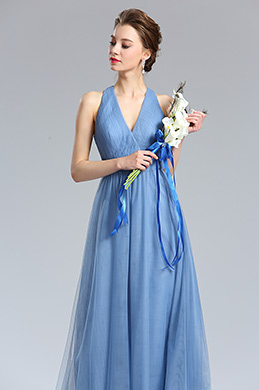 V-Ausschnitt Tüll Brautjungferkleid Abendkleid V-Ausschnitt Tüll Brautjungferkleid Abendkleid