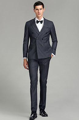 Costume sur Mesure Gris Queue-de-morue Rayure