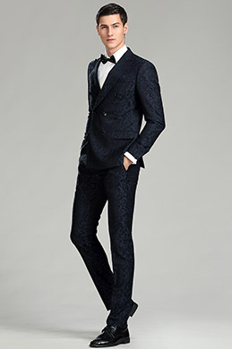 Dark Blue Pattern Custom  Men Suits Tuxedo