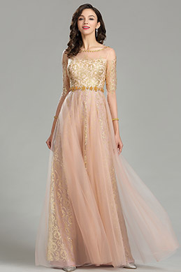 Gold & Blush Beaded Quinceanera Evening Dress Gold & Blush Beaded Quinceanera Evening Dress