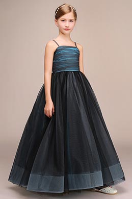 Long Spaghetti Flower Girl Dress