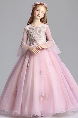 Round Neckline Children Wedding Flower Girl Dress