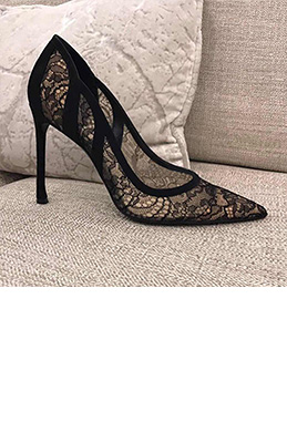 Women's Upper Lace High Heel Closed Toe Pumps Shoes