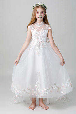 Princess Long Children Wedding Flower Girl Dress