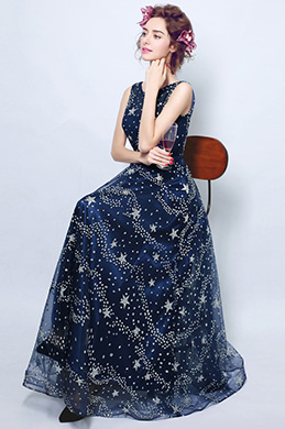 Blue Sparkle Elegant Party Evening Dress