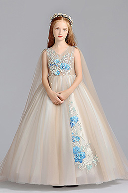 Robe de Princessse Longue En Tulle Avec Broderie