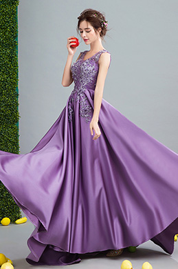 Sexy Purple V-Cut Long Party Formal Dress
