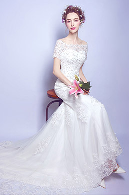 Sexy White Off Shoulder Elegant Wedding Bridal Dress