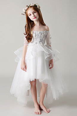 Princess Off Shoulder Children Wedding Flower Girl Dress