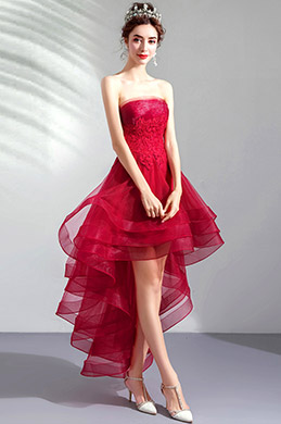 Sexy Rotes Korsett schönes Tüll Party Ballkleid