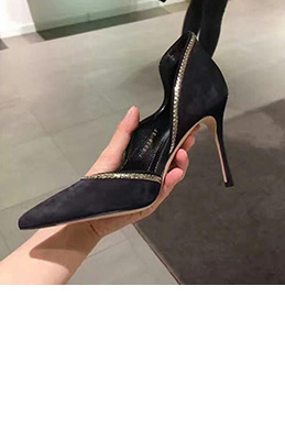 Women Sexy Suede Toe Closed Pointed High Heels Shoes
