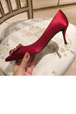 Women Suede Toe Closed Rhinestone Shoes