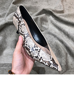Women Leopard&Black Toe Closed High Heels Shoes