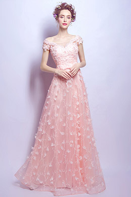 Sexy Pink Cap Sleeves Unique Lace Party Ball Gown