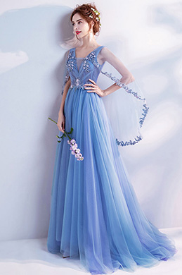 Синее Вечернее Платье Вечернее Платье с Вышивкой Синее Вечернее Платье Вечернее Платье с Вышивкой