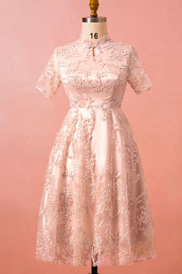 Pink Plus Size Short Sleeves Cocktail Dress Women Dress