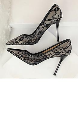 Women's Upper Lace High Heel Closed Toe Pumps Shoes