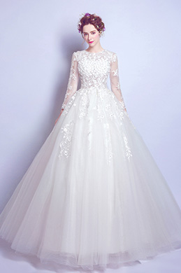 Sexy Long Sleeves Tulle Party Wedding Dress