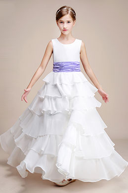 White Multi-layer Wedding Flower Girl Party Dress