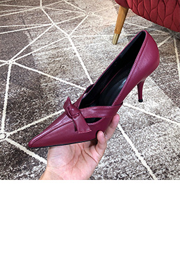 Women's Leather High Heel Closed Toe Pumps Shoes