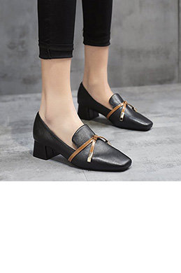 Women Block Heels Closed Toe Pumps Shoes