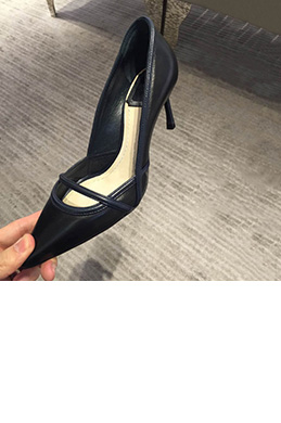 Women Leather Toe Closed High Heels Shoes