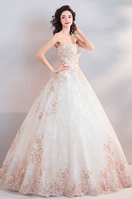 Sexy Corset Fitted Bodice Long Wedding Dress