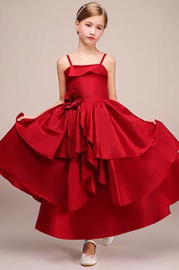 Robe de Demoiselle d'Honneur Longue Rouge