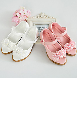 Open Toe Leather Flat Flower Girl's Sandals Shoes