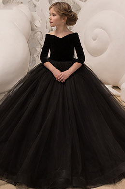 Llange Ärmel Hochzeit Blumenmädchen Kleid