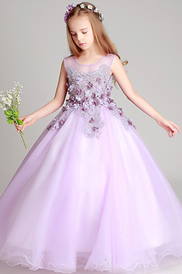 Sleeveless Wedding Flower Girl Party Dress