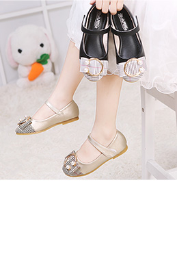 Lovely Closed Toe Flat Buckle Flower Girl's Shoes