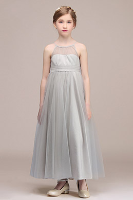 Gray Children Wedding Flower Girl Dress