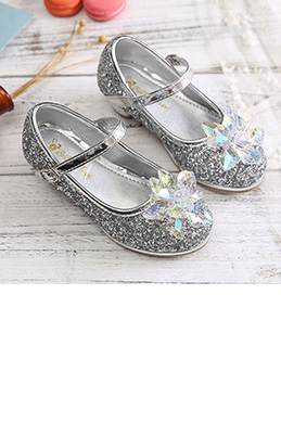 Girl's Lovely Sequin Round Toe Leather Flower Girl Shoes