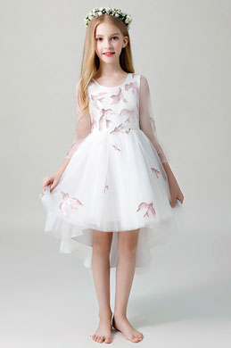 Rundhals Hochzeit Blumenmädchen Kleid