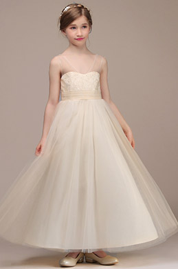V-Ausschnitt Hochzeit Blumenmädchen Partykleid